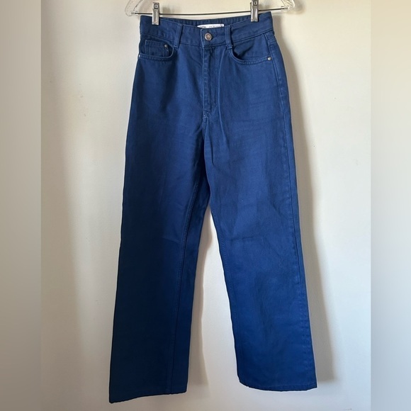 Zara  High Waist Wide Leg Blue Jeans - Picture 1 of 3